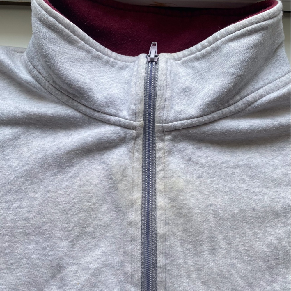 Y2K McMaster University Unique Wool Quarter Zip Sweatshirt Grey Burgundy XXL - Picture 11 of 16